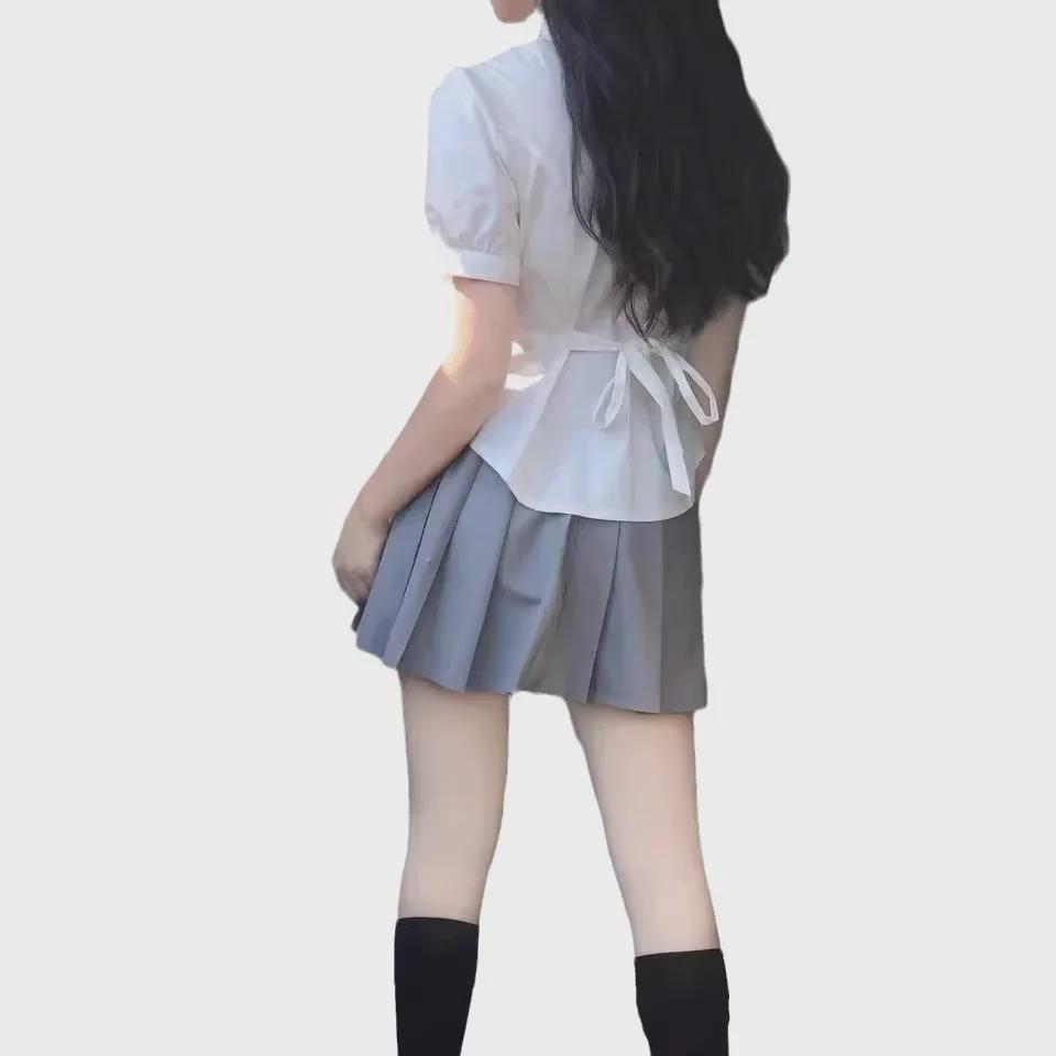 Women's White Puff Sleeve College Style Summer Shirt