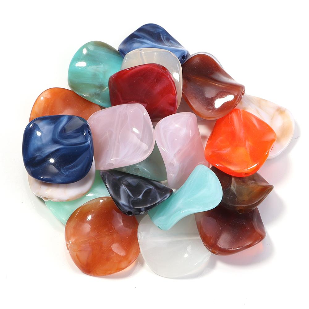 20pcs Irregular Double Colors Acrylic Beads for Jewelry Making Round Wave Meteorite Loose Spacer Beads DIY Bracelet Necklace