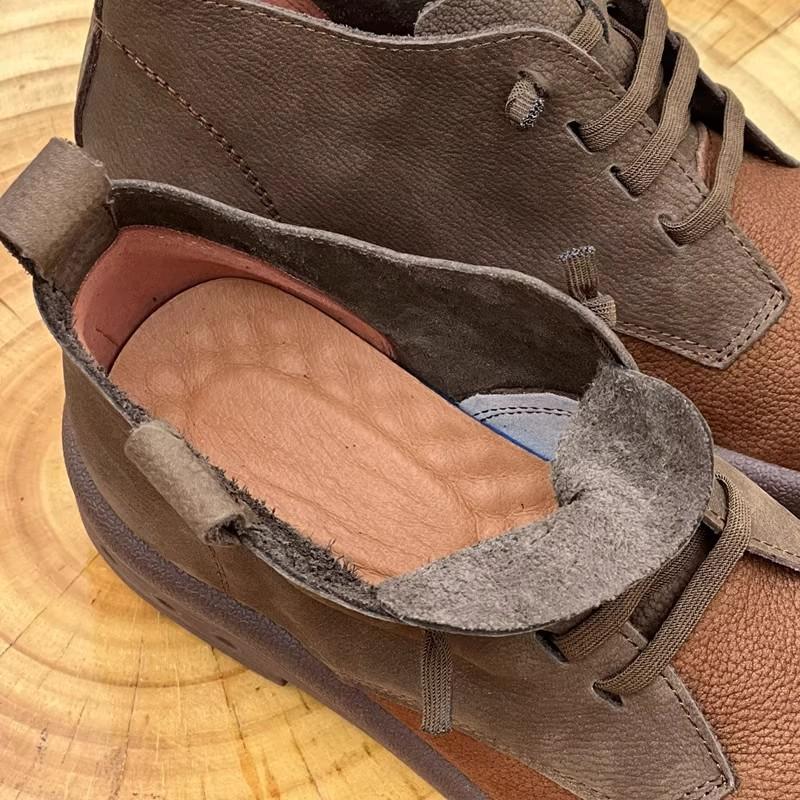 Fashion GKTINOO Natural Leather Women's Shoes Handmade Soft Cow Leather British Style Flat Autumn High-top Leisure Shoes Short Boots