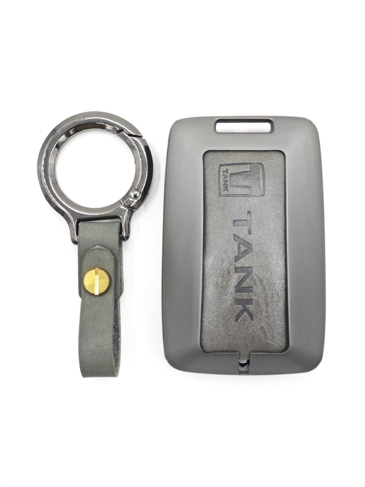 

Genuine Leather Car Key Case with Alloy Protection Shell for Tank 500 New Energy Models