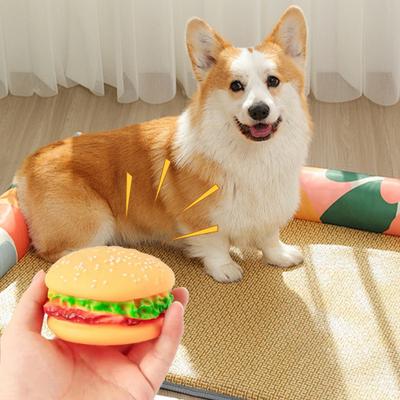 2 Stück Hund Quietschspielzeug Burgerform Ungiftiges Vinyl Haustier Kauspielzeug für Zähne