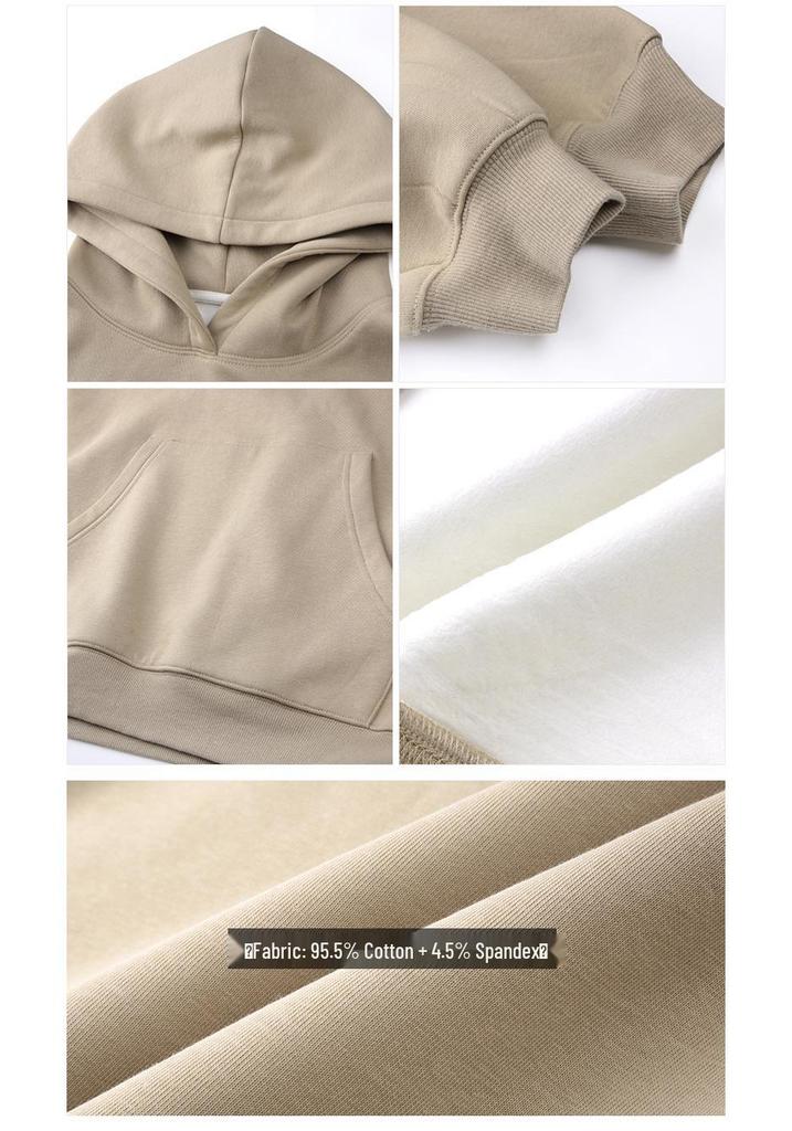 Hongshan Autumn 2025 Women's Age-Reducing Solid Color Long Sleeve Plus Velvet Hoodie