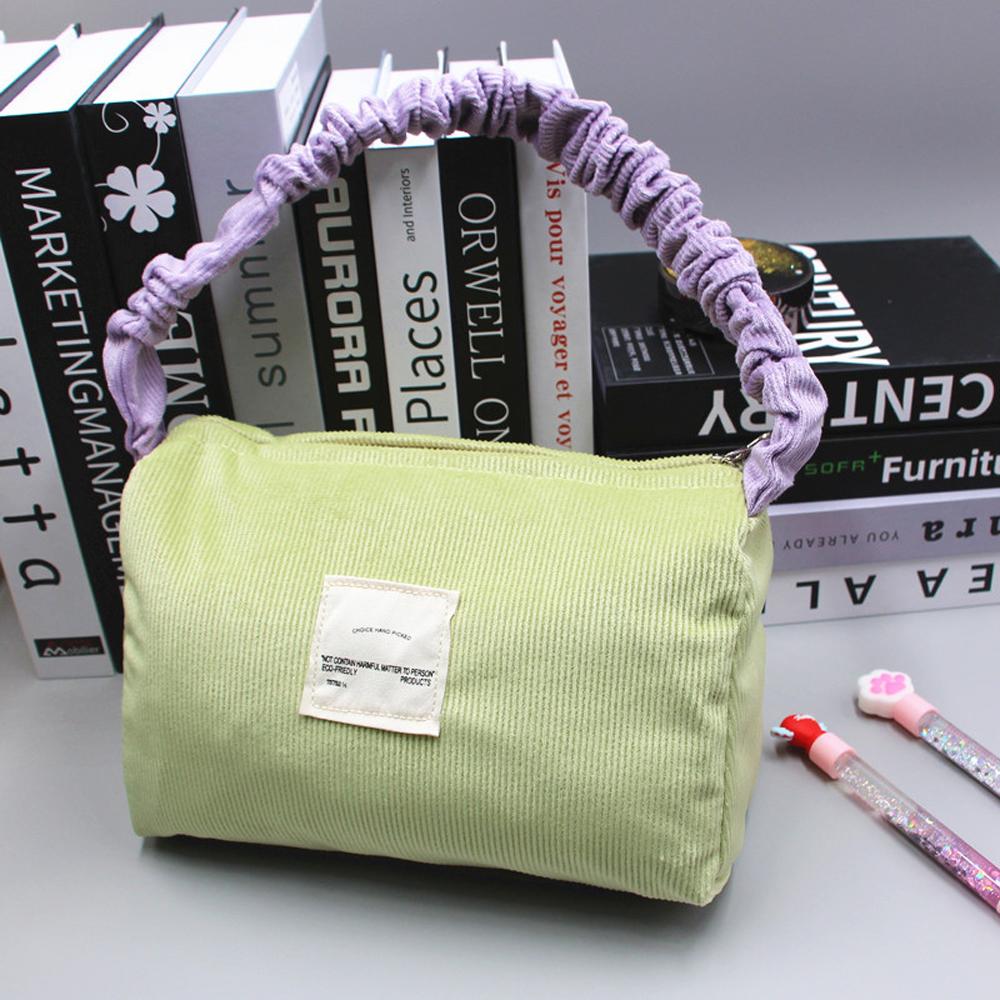 

Candy Color Makeup Bag Large Capacity Travel Cosmetic Bag Corduroy Zipper Toiletry Bags Portable Storage Box Women Armpit Bags