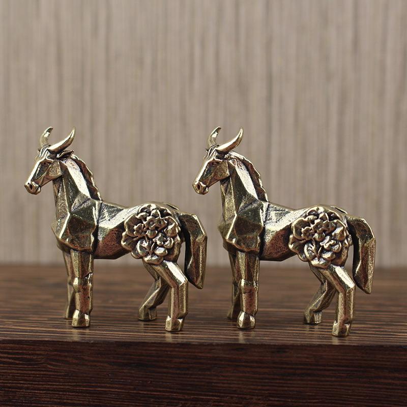 1PC Horse Figure Home Decor Ornament, Zodiac Sign, Horse Brass Statue Ornament Get Rich Immediately, Handicraft, Brass Ornament