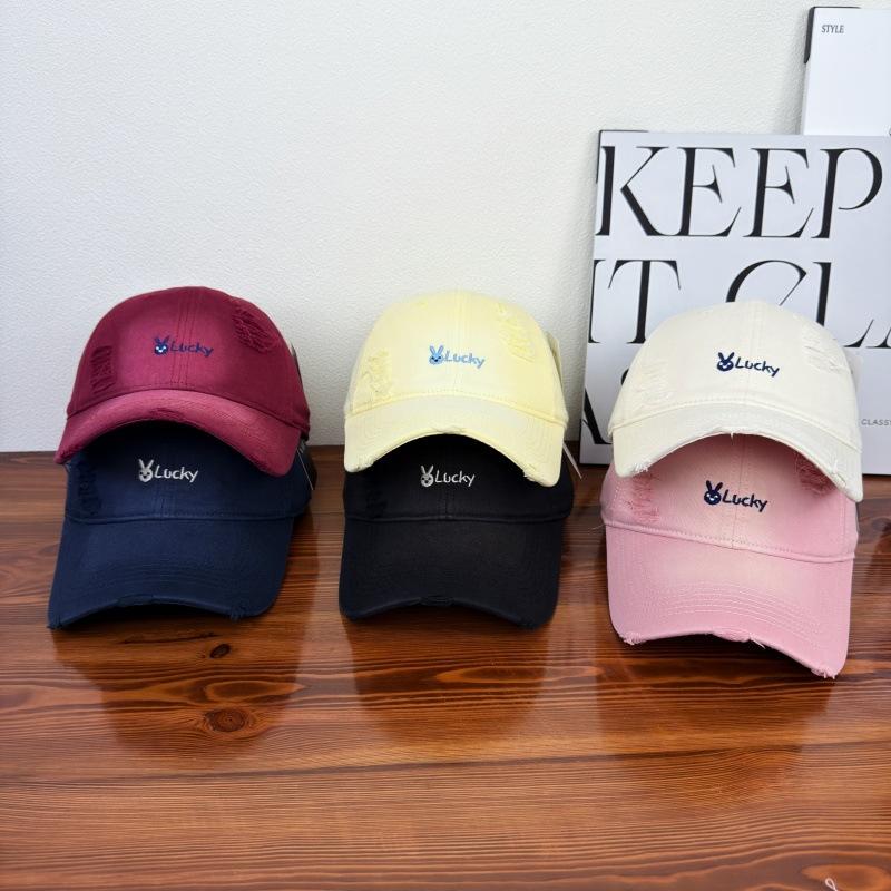 Rabbit Embroidery Gradual Change Hole Embroidery Baseball Cap Spring Casual Versatile Face Small Cap Men and Women