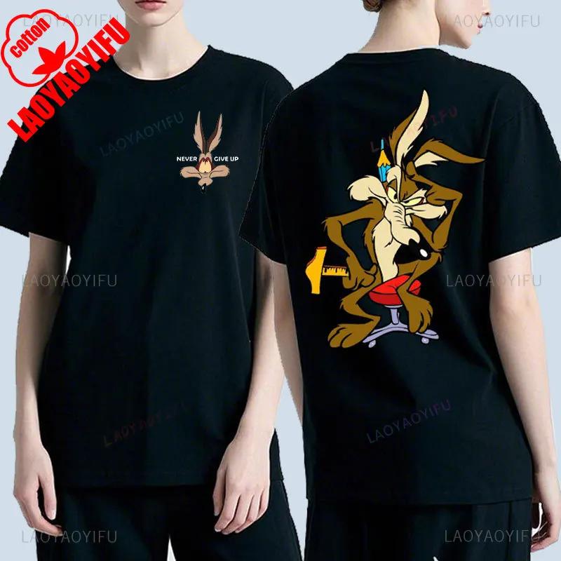 Wile E Coyote Cartoon Zweiseitig Bedrucktes T-Shirt Unisex Mode Y2k T-Shirt Klassisch Manga Grafik Baumwoll-T-Shirts Sommer Camisetas top