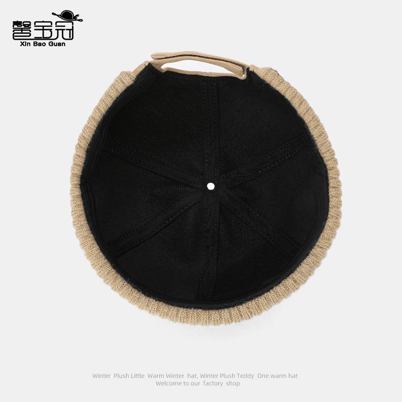 Retro melon fur hat neutral couple autumn and winter warm hat yuppie personalized knitted striped landlord hat
