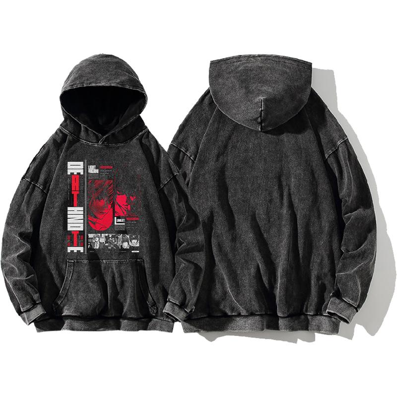 DEATH NOTE Print Hoodie Yagami Light L·Lawliet Sweatshirt Men Women Long Sleeve Streetwear Clothing Washed Cotton Loose Pullover