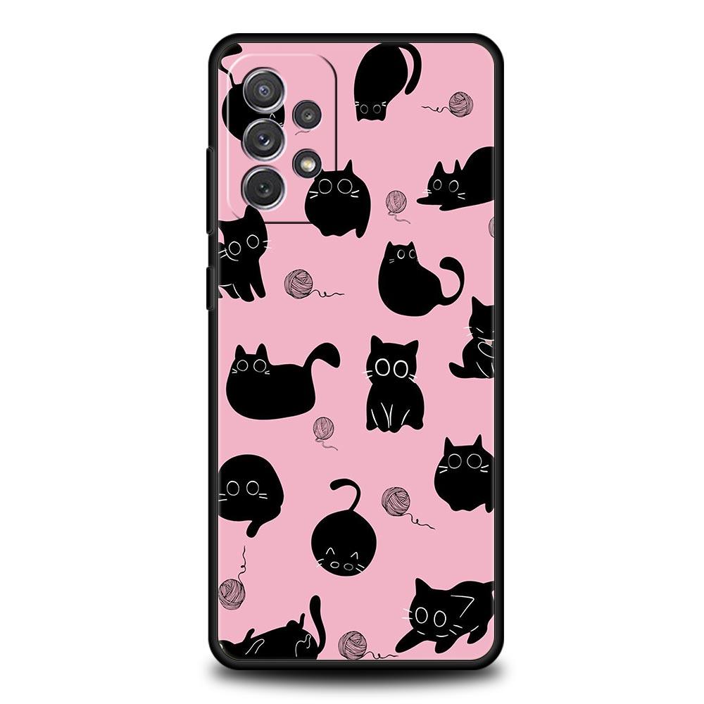Funny Black Cat Case for Samsung A57 A37 A51 A71 A21S A17 A11 A15 A25 A31 A41 A23 A33 A53 A73 A07 A05S A13 A35 A55 5G Cover
