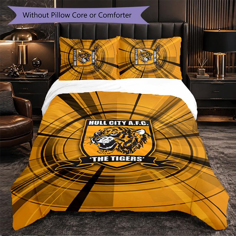 Set Biancheria da Letto Hull FC Pattern in Microfibra 3 Pezzi Copripiumino Decorativo per Camera da Letto Uso Domestico