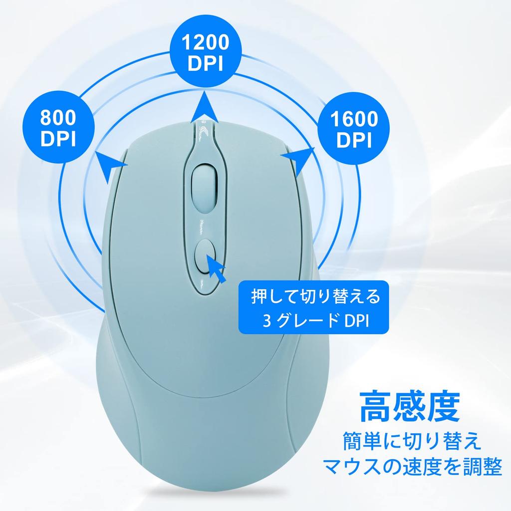 Wonzir Wireless Mouse, Bluetooth 5.2, Quiet, Type-C Rechargeable, 3-Level DPI Switching, 2.4GHz Optical, Compatible with Mac, Windows, Android, iOS,