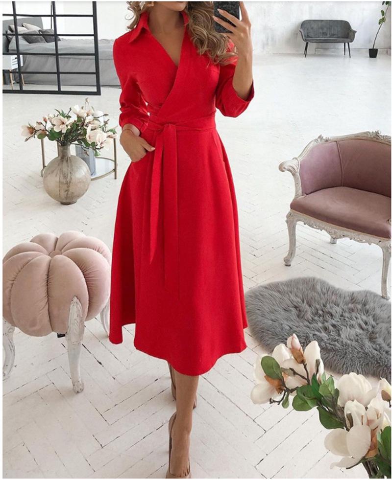 Robe Bodycon imprimée à manches longues et col en V pour femme - Printemps/Été 2024