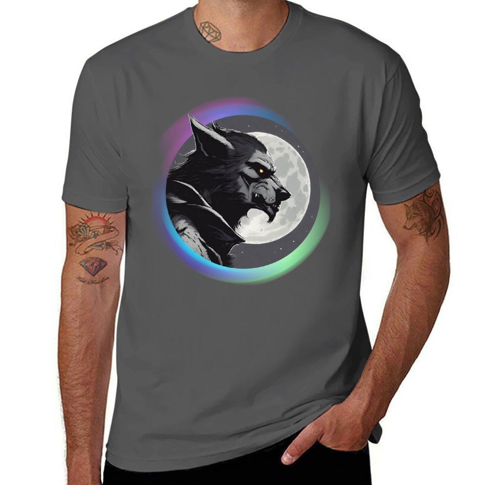 

Werewolf under the moon T-Shirt man t shirts high quality luxury brand t shirt man luxury t shirt man casual T-Shirt 4XL