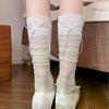 Sheer Mesh Bow Knee High Socks Thin Breathable Balletcore Style Socks For Women