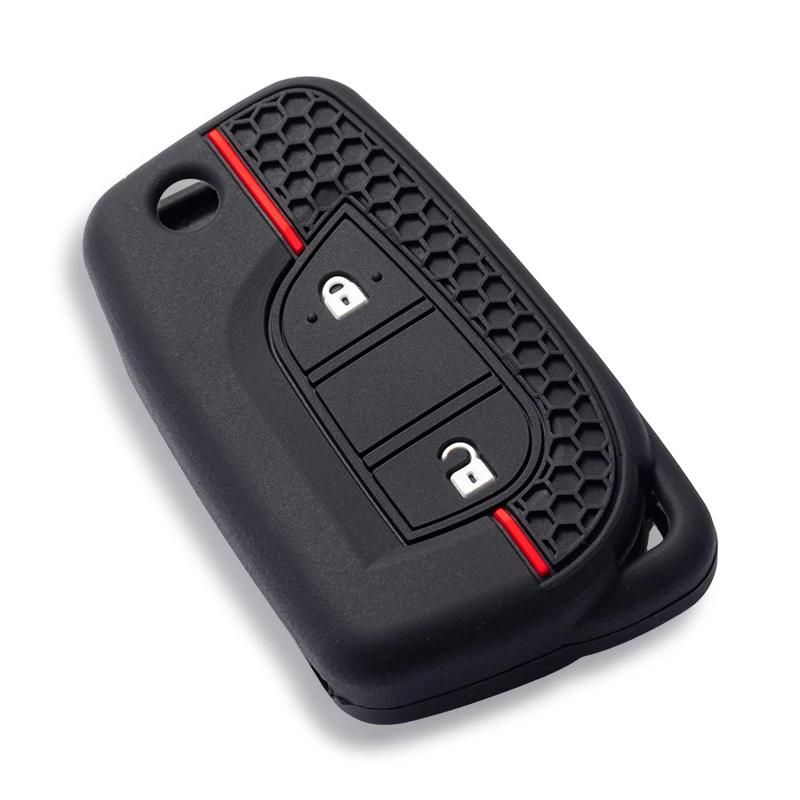 Silicone Rubber Car Key Cover Case Shell Set Protector Fob For Toyota Aygo Yaris Highlander Camry Rav4 2 Button Key Holder