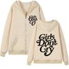 Girls Do Not Cry New Style Unisex and Women Zipper Black-and-white Lettering Printed Casual Unisex and Women Street Zipper Sweater