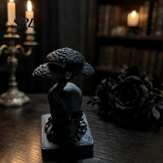 Vintage Style Room Ornament 3D Printed Tree of Life Skull Figurine, Gothic Desktop for Detailed Texture Craft Gift Home Office Decor, Creative