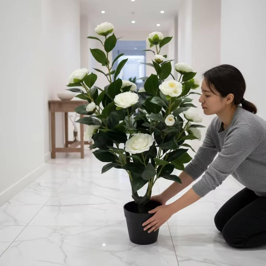 Artificial Camellia Tree Tall with Flowers Sturdy Vibrant for