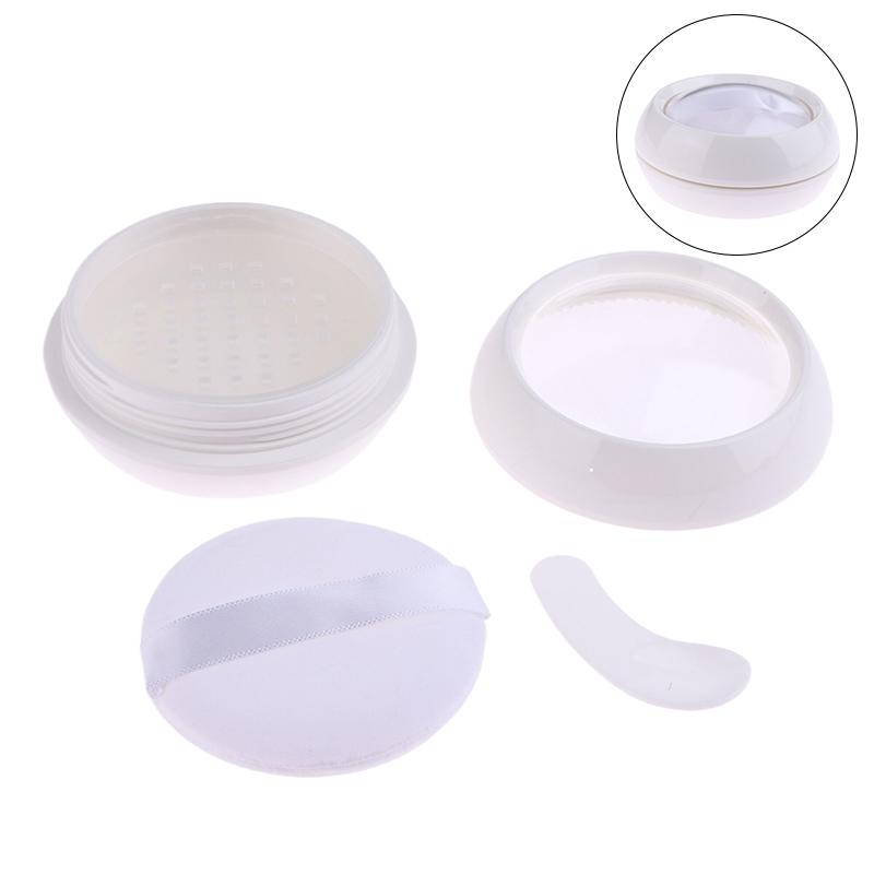 Loose Powder Box Containers Compact Empty Case White Portable Travel Storage Box With Sieve Powder Puff For Diy Makeup Powder