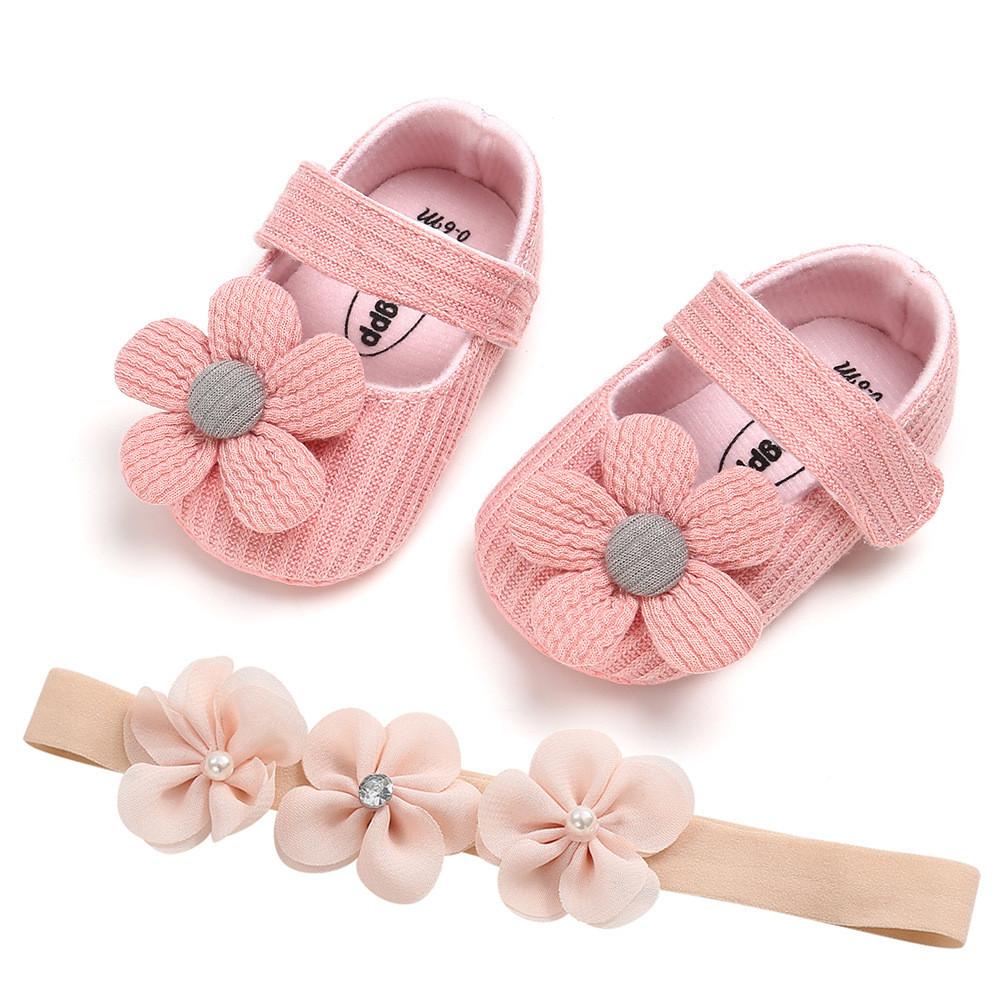 Baby Girl Princess Shoes With Flower Decoration For Spring And Fall Play