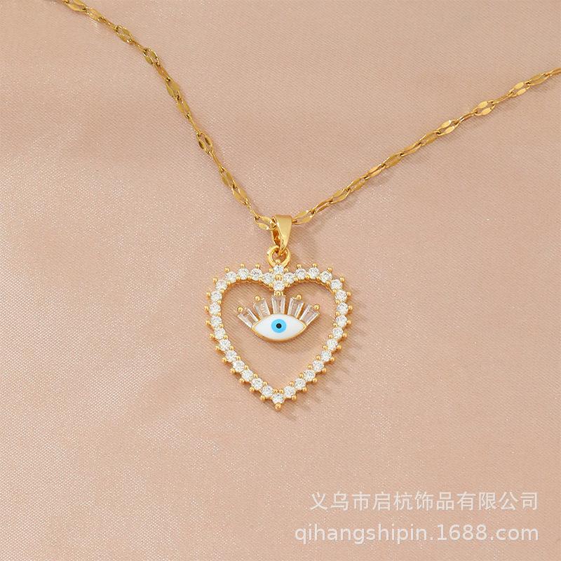 Wind Light Luxury Love Necklace Female Personality Versatile Temperament Demon'S Eye Clavicle Chain