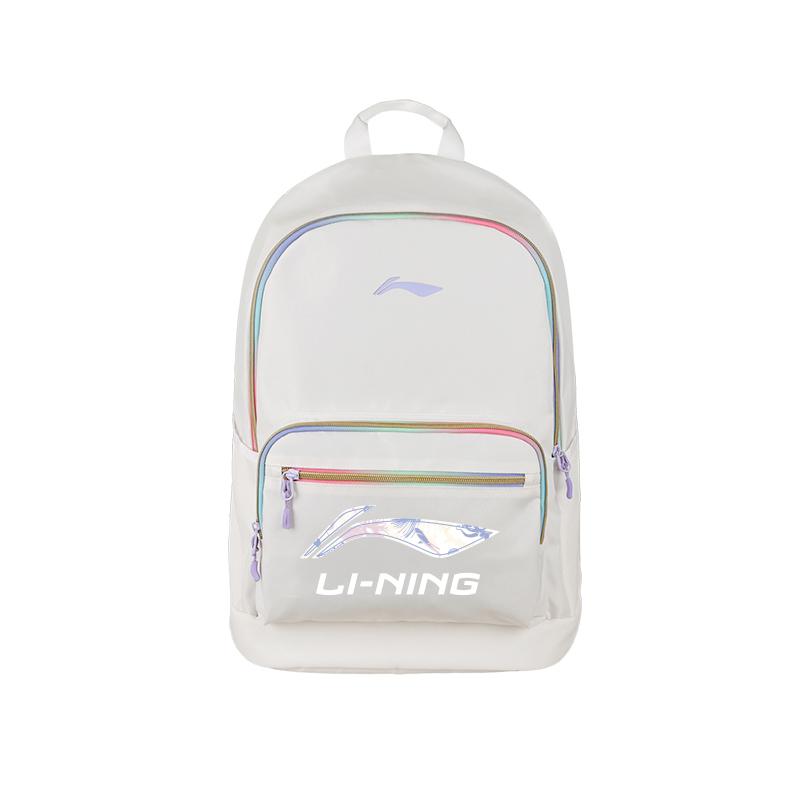 Li Ning Polyester Backpack Unisex White & Purple YBSU253-1A2
