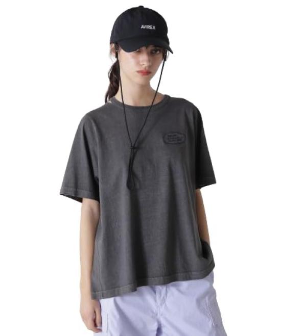 

AVIREX OPEN NECK BACK TACK FADEWASH T-SHIRT women s F 410 charcoal 783-4235601