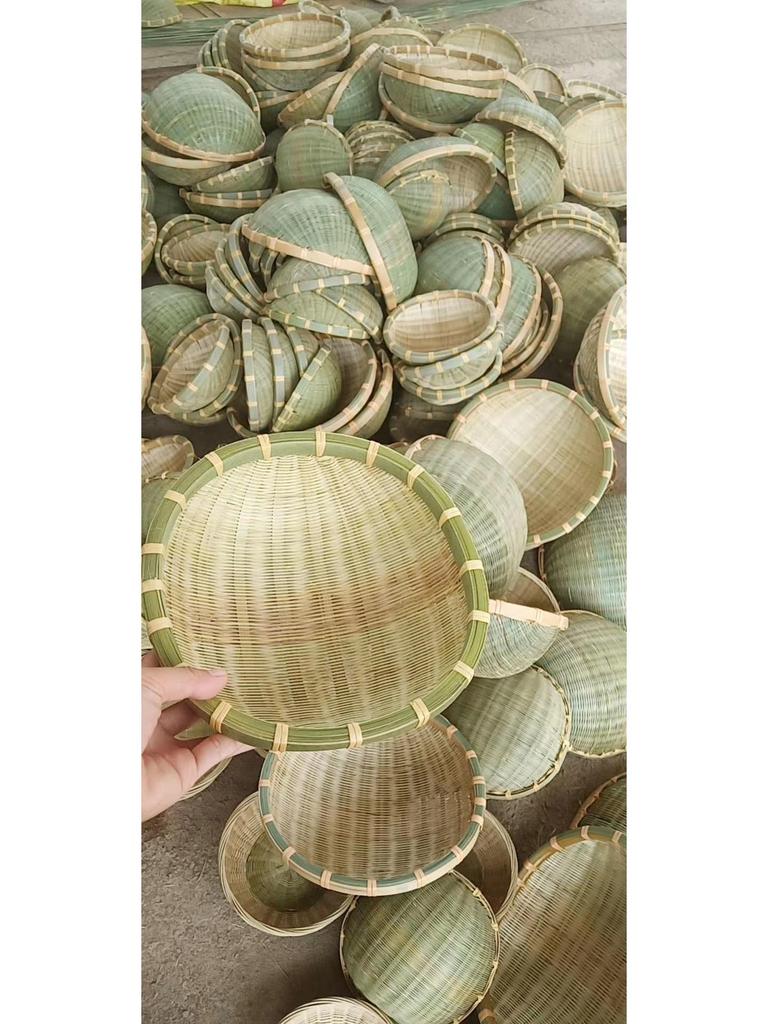 Bamboo Weaving Basket Set: Fruit Basket, Rice Washing Bowl, Snack Plate, Steamed Bun Holder, Storage Basket, Rice Sieve, Winnowing Tray.