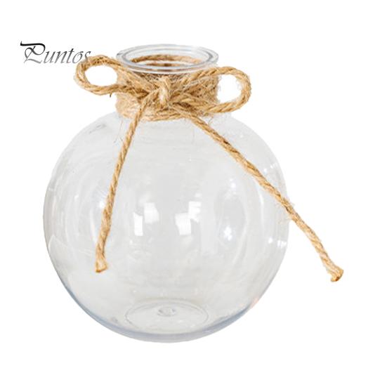 Klarer Wasserpflanzenbehälter Runder Harz-Vase, Transparenter Kugel-Blumentopf mit Jute-Glasvase für Blumenbogen, Moderner Kunststoff-Pflanztopf