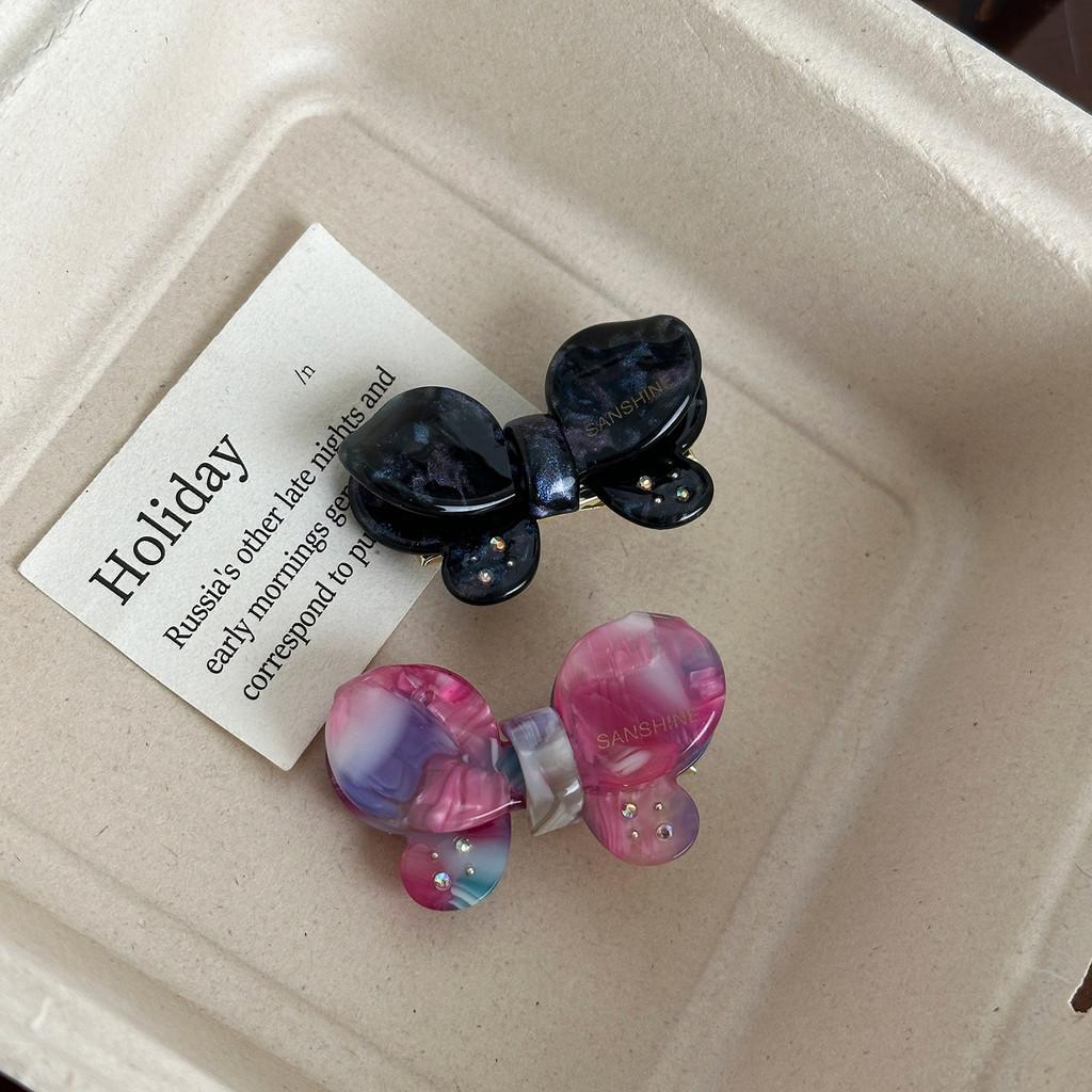 Trendy Rhinestone-encrusted Butterfly Duckbill Hair Clip In Dreamy Blue And Purple Color For Women