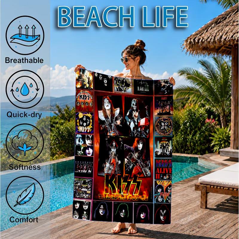 rock Band Collage Beach Towel, Microfiber Beach Towel, Perfect For Pool, Beach, Travel, Home Decor Beach Party Fan gifts