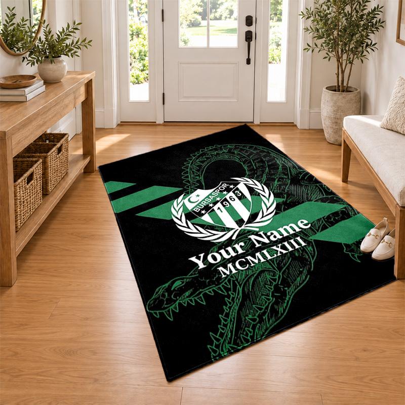 Bursaspor Custom Name Personalized Rug Non‑Slip Doormat Floor Carpet Housewarming Birthday Gift for Family Friends