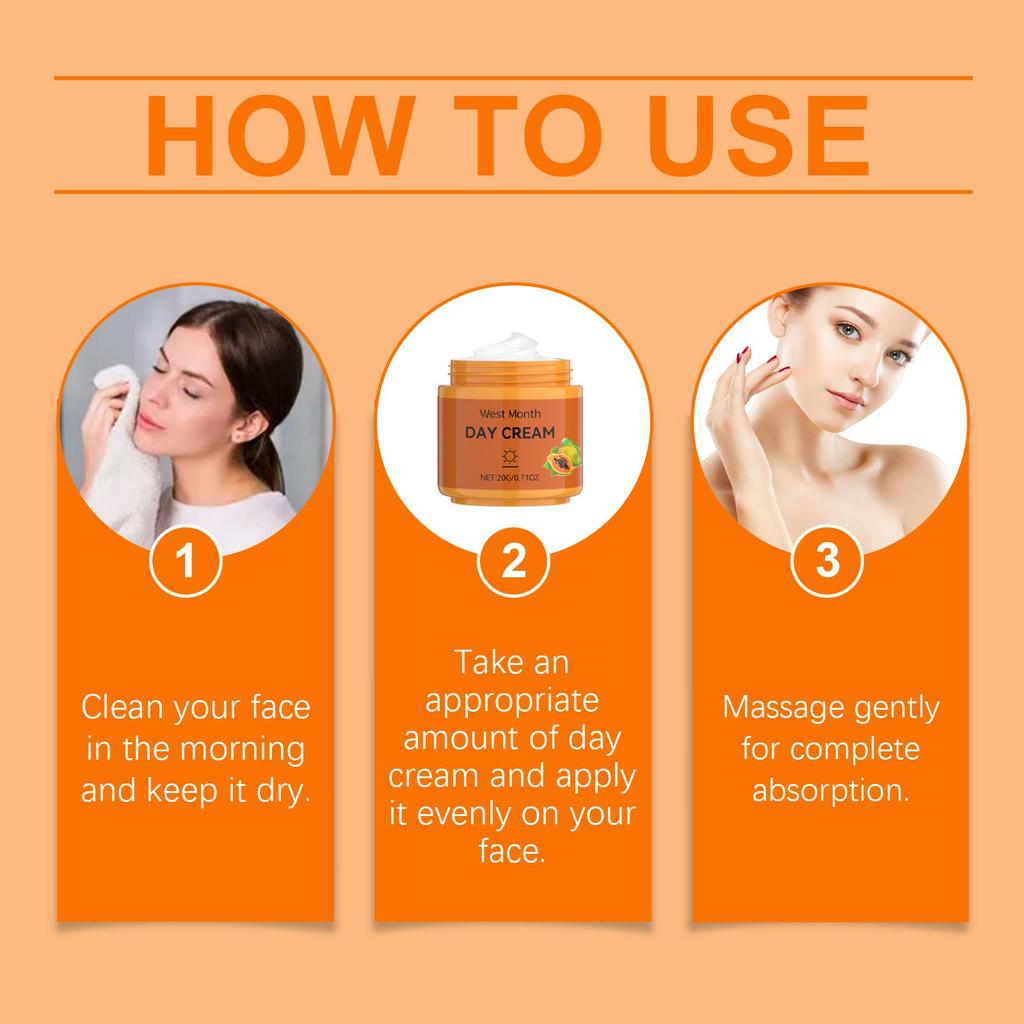West&Month Papaya Facial Cream Fades Dark Spots Brightens Skin Hydrates & Moisturizes For Face Use 1 set
