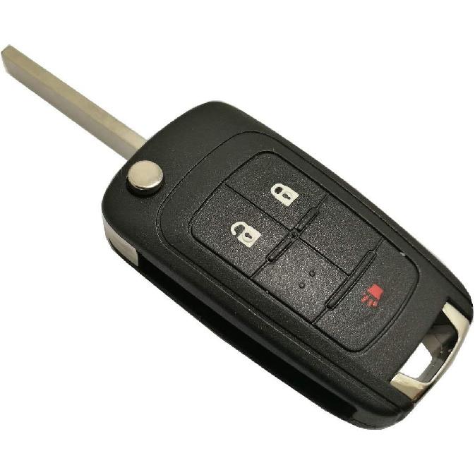 Car Key Fob Case Shell for Chevrolet Chevy Equinox Sonic GMC Terrain 3 Buttons Uncut Blank Flip Folding Keyless Entry Remote Replacement Cover Casing