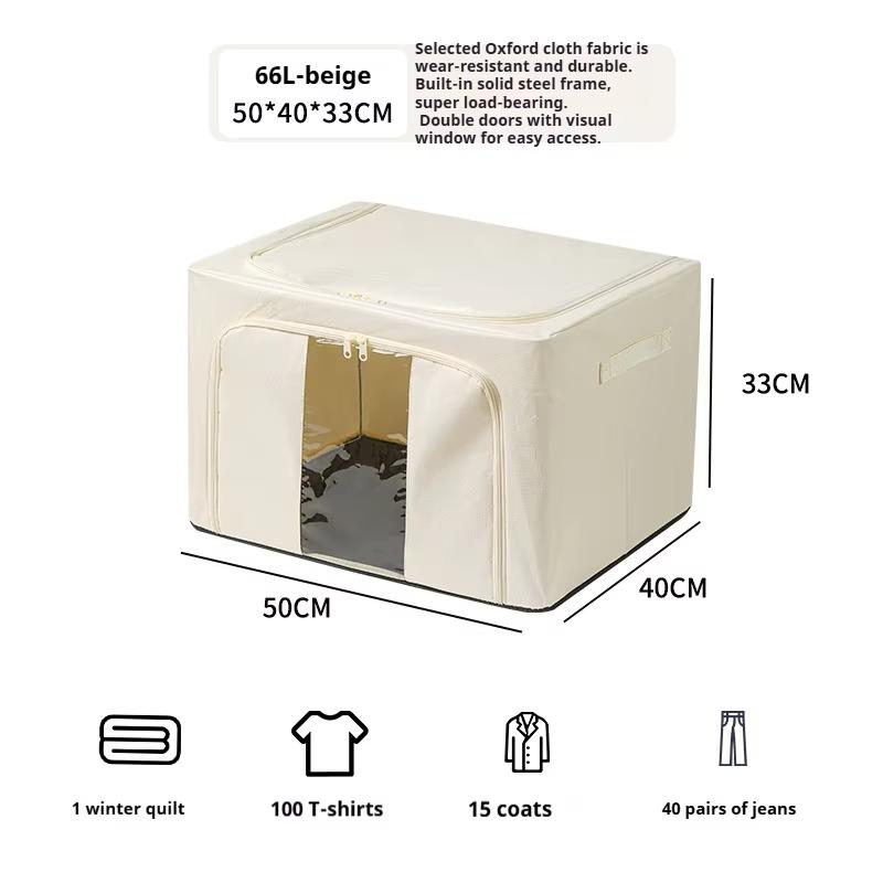 Foldable Storage Box with Large Windows and Carry Handles, Bedroom Wardrobe Organized Bedding, Linen, Toys, Clothes