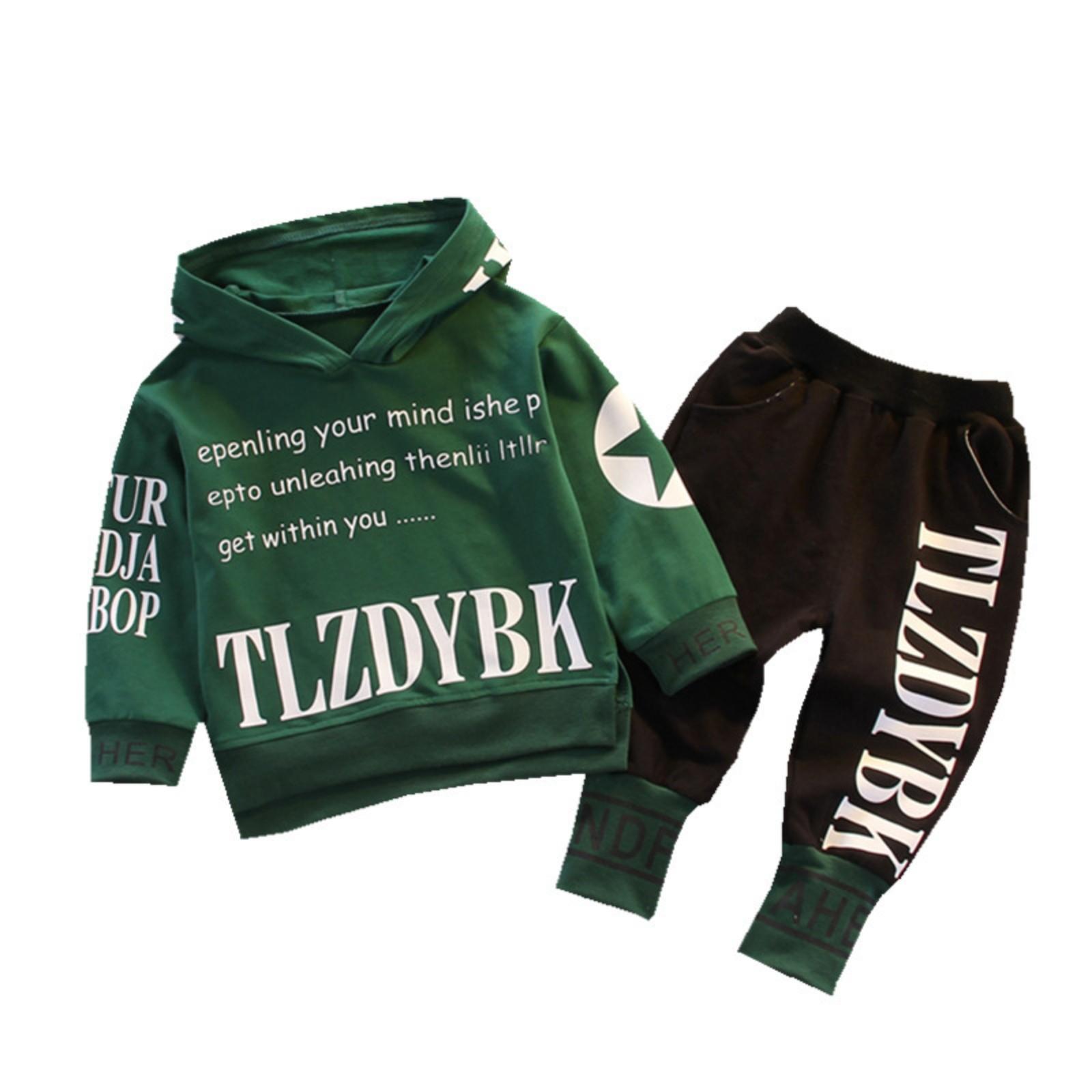 

Повседневный спортивный комплект из двух предметов для мальчиков и девочек с капюшоном и надписью «Locked» 100 темно-зеленого