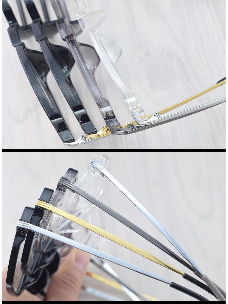 Korean Style TR90 Polygon Eyeglasses - Large Gold Transparent Full Frame for Nearsightedness