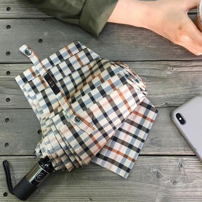 Daks Brown Check 3 Fold Automatic Umbrella Dbum9e801