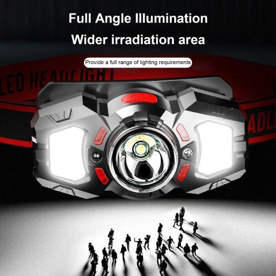 Rechargeable Headlamp Super Bright LED Head Lamp Flashlight with White Red Light Motion Sensor Head Light for Outdoor Camping Fishing Running