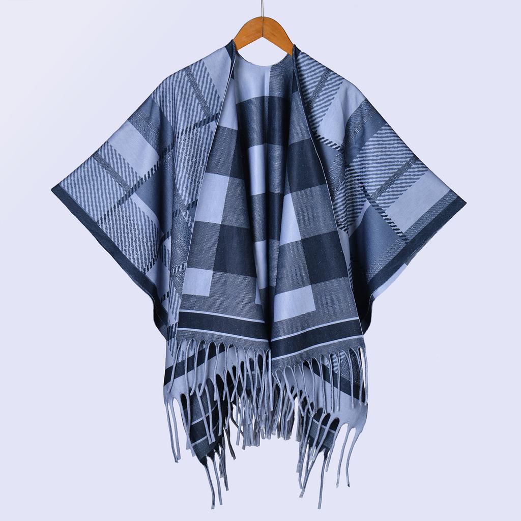 New National Style Ink Double-sided Thickened Shawl with Women's Autumn and Winter Retro High-end Photo Shawl Large Cape