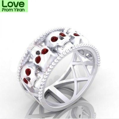 Vintage Punk 925 Silver Black Gold Skull Ring For Men And Women Party Birthday Gift Jewelry Ring