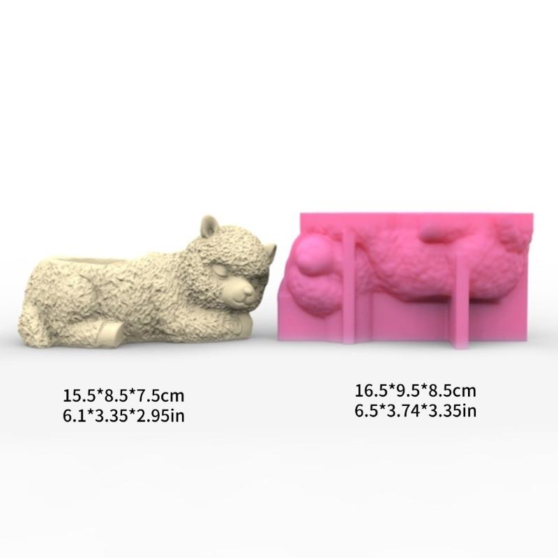 Silicone Molds Resin Casting Mold Home Decorations 3D Alpacas Candle Cup Mold Flowerpot Molds Gift for DIY Craft Lover