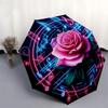 1pc Rose Music Automatic Folding Umbrella, Heavy Duty 8 Rib Iron Frame,  Suitable for Travel, Daily Use, Birthday, Decor Gift  68