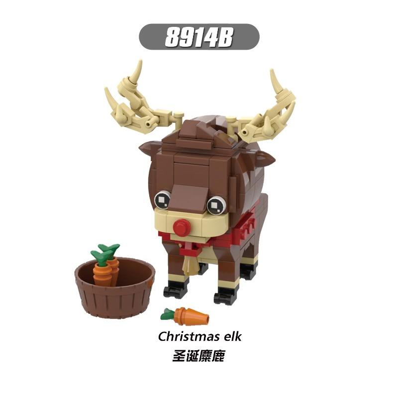 Single 1pcs Christmas Santa Claus Elk Snowman Tree Model Building Blocks Model Gift Toys for Children Xmas