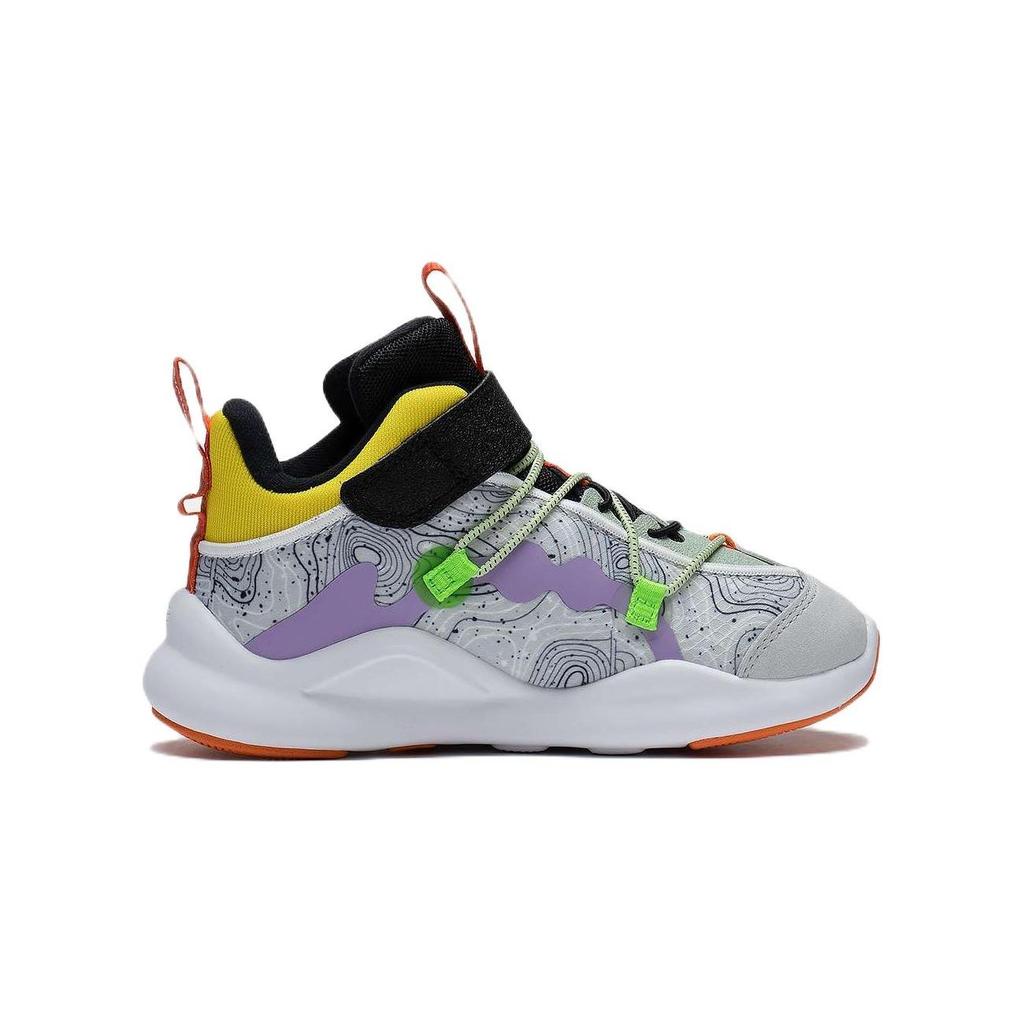 Li Ning Comfortable Trendy Sports Casual Shoes Kids Sneakers Gray Yellow Purple YKNS094-1