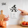 Kids Room Wall Accents Halloween Wizard Cat & Bat Switch Sticker, Self-Adhesive Light Decal, Themed Living Decor Removable for Bedroom Entryway