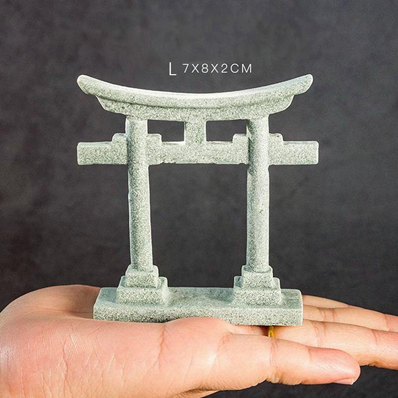 NEW Torii Gate Japanese Aquarium Decor Miniature Ornament Garden Shrine Shinto Landscape Sandstone Micro Decoration Simulation