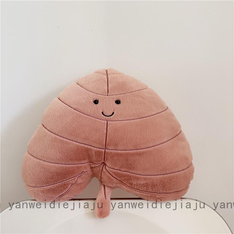 Shaped Leaf Trendy Floral Plush Pillow With Embroidery Detail For Home Decor Office