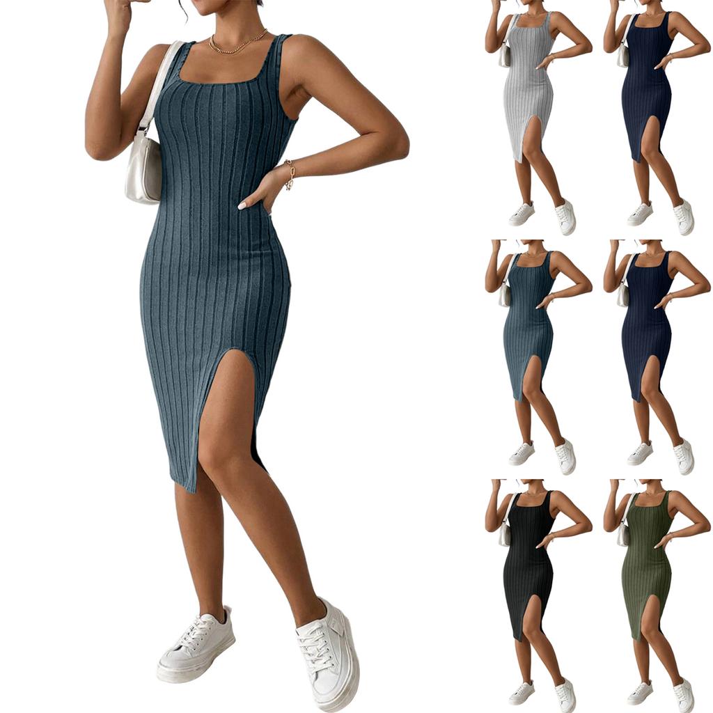 Women's Fashion Color Sleeveless Dress