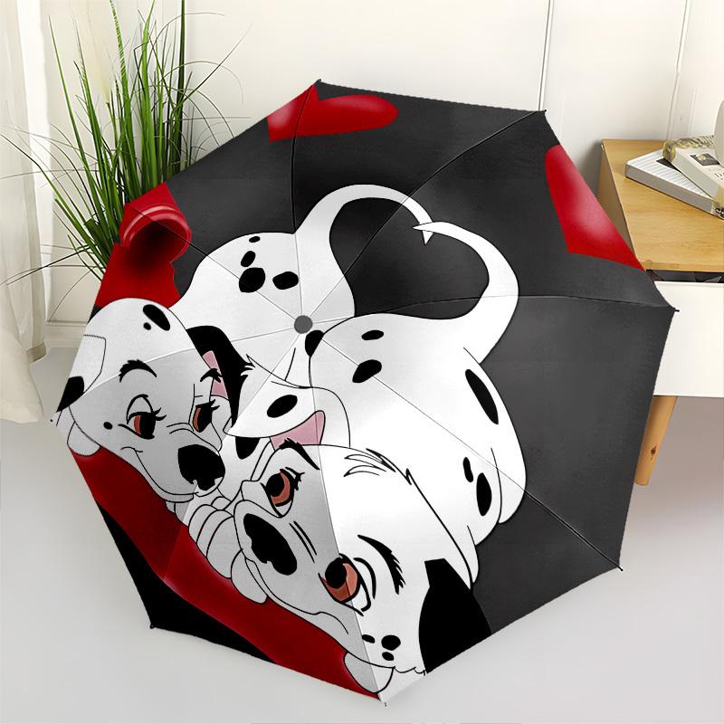 

Dalmatian Puppies Heart Themed Automatic Opening and Closing Umbrella, Brightly Colored 8-rib Portable Umbrella, Suitable for Men and Women, A Perfect
